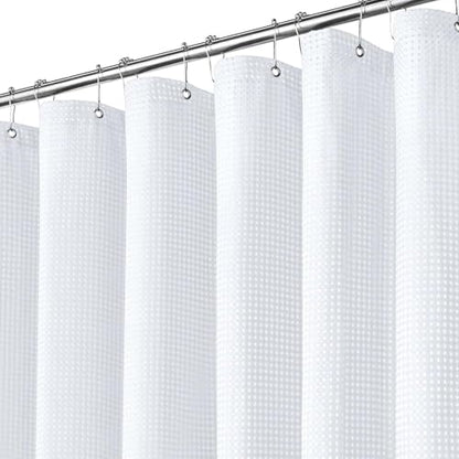Inhousolu Fabric Shower Curtain, Waffle Weave 230 GSM Polyester, Weighted Hem, Metal Hooks Included, Water Repellent Washable, 72 x 78 Inch, White - color: White, size: 72"W x 78"L (Pack of 1)