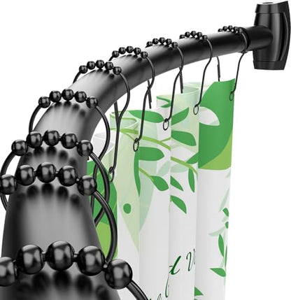 Curved Shower Curtain Rod for Bathroom, 40-72 Inches Adjustable Shower Rod | Rustproof Shower Curtain Rod with Rotating Brackets for Extra 30% Large Shower Space, 0.9MM thickness, Need to Drill, Black - color: Black
