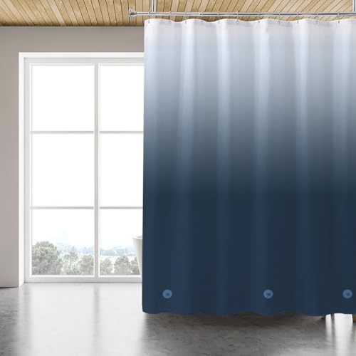 TIKABC Shower Curtain Liner, 4G PEVA Shower Liner, Plastic Waterproof Shower Curtains, with Grommet Holes and 3 Magnetic Weights(Gradient Dark Blue) - color: Gradient Dark Blue