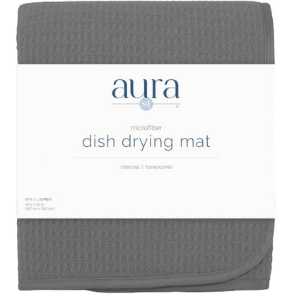 S&T INC. Dish Drying Mat, 18" x 30", Jumbo, Charcoal Grey | Absorbent Microfiber, XXL Kitchen Counter Mat for Dishes, Utensils, Pots and Pans, Machine Washable - size: 18" x 30"