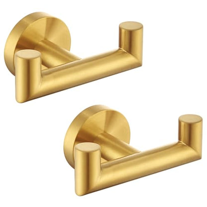 Angle Simple Towel Hooks 2 Pack, Double Bath Towel Holder Brushed Dark Gold | SUS304 Stainless Steel, Robe Coat Wall Hook for Bathroom Entryway Closet, Screws Mount - color: Brushed Dark Gold, size: 2 Pack