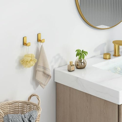 Angle Simple Towel Hooks Brushed Dark Gold, 2 Pack Coat Robe Holder | Solid SUS304 Stainless Steel, Space Saving L Shape Wall Hooks for Bathroom Shower Closet Hallway Kitchen, Screw Mount - color: Brushed Dark Gold, size: 2 Pack