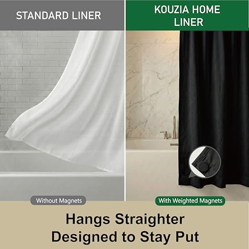 Waterproof Fabric Shower Curtain Liner, TPU Coated, PEVA-Free & Odorless, Hotel Quality, 3 Magnets, Rust-Proof Metal Grommets, Machine Washable, Black, 72x78 Inch - color: Black, size: 72"W x 78"L (Pack of 1)