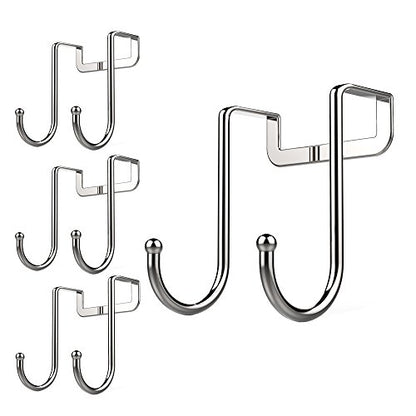 Over Cabinet Drawer Double Hooks 304 Stainless Steel Narrow Door Hook for Kitchen, Bathroom, Drawer, Wardrobe Door, Cabinet Door, Office Cubicle Partition Hook Pack of 4