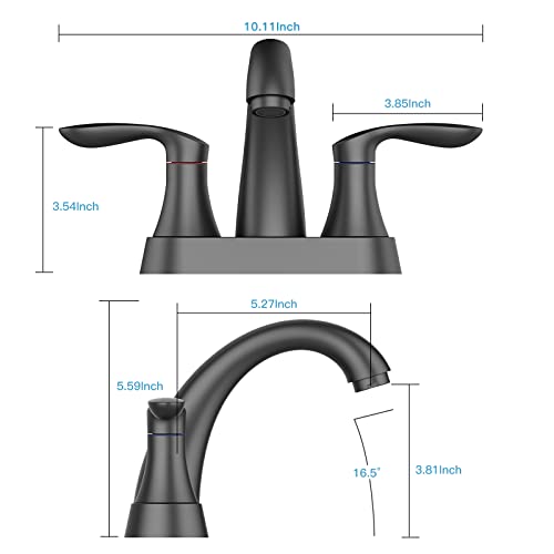 Bathroom Faucet, 4 Inch Bathroom Faucets for Sink 3 Hole, Centerset Bathroom Sink Faucet with Pop Up Drain and cUPC Lead-Free Hose(Matte Black) - color: Black, size: 4 inch 1 pack