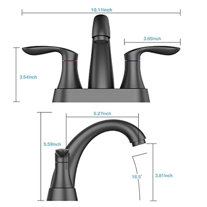 Bathroom Faucet, 4 Inch Bathroom Faucets for Sink 3 Hole, Centerset Bathroom Sink Faucet with Pop Up Drain and cUPC Lead-Free Hose(Matte Black) - color: Black, size: 4 inch 1 pack