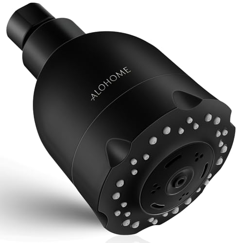 High Pressure Boosting Shower Head, ALOHOME 6 Powerful Spray Settings - Perfect for Low Water Pressure Homes, 3.6" Luxury Modern Shower Head with 360° Adjustable Brass Ball Joint - Matte Black - color: Matte Black