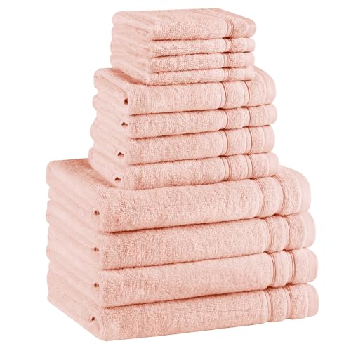 Comfort Spaces 12 Pc Towel Set, 100% Cotton Zero Twist, Blush | Zero Twist Cotton, Quick Dry Ultra Soft, 4 Bath 4 Hand 4 Washcloth, Lightweight Absorbent for Everyday Bathroom Use - color: Blush, size: 12 Piece Towel Set