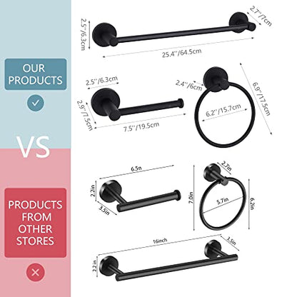 Black Bathroom Hardware Set Wall Mounted,24'' Towel Bar Adjustable,Toilet Paper Holder,Towel Ring,3-Piece Lavatory Shower Set with Gift Box,Black - size: 3 PCS