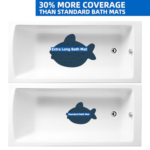Non-Slip Bathtub Mat ZHICHENG Soft Rubber Bathroom Bathmat with Strong Suction Cups (Blue) - color: Blue
