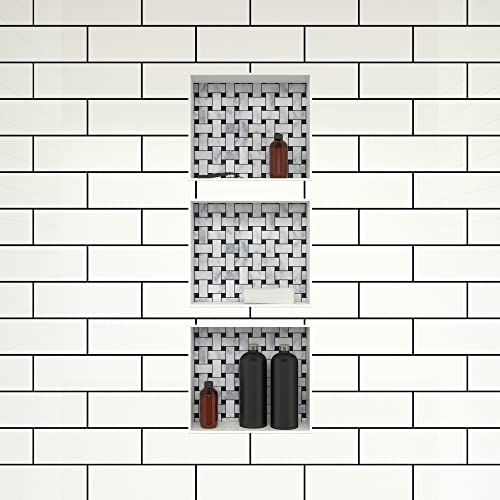 Tile Redi USA RNT1614S-14-14 Niche Triple Recessed Shower Shelf, Three Shelves, 42" H X 16" W, Black - size: 42" H X 16" W, style: 3 Shelves