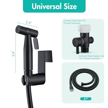 BARROCK Handheld Bidet Sprayer for Toilet, Stainless Steel Metal Made Baby Cloth Diaper Spraying Kit, Bathroom Toilet Bidet Attachment Set for Bathing Pets and Feminine Hygiene, Matte Black - color: Matte Black