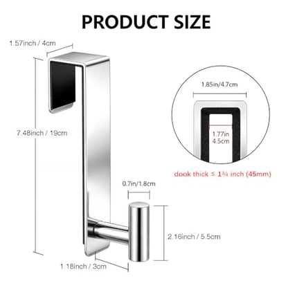 WUIVIUT Over Door Hooks, Metal Door Hook for Hanging, Door Rack for Towel, Bathroom,Bedroom,Holder for Clothes (Polished Chrome, T Shape 2 Pack, Fits 1-3/4'' Thick) - size: T Shape 2 Pack, Chrome