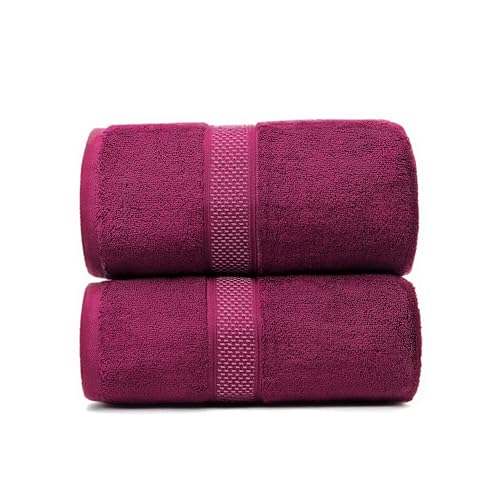 Fluffy Cotton Bath Towels Set650GSM,2-Piece Set, Thickened and Enlarged(31.5x63 inches),Super Absorbent,Soft,Suitable for Hotel, Bathroom, Swimming Pool, SPA,Gift(Dark Red) - color: Dark Red, size: Bath Towel 31.5 x 63 inches