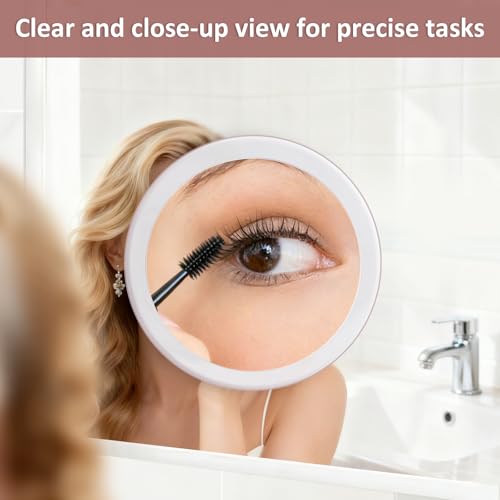 SANTOO Large 8 Inch Round Magnifying Mirror with 3 Suction Cups for Easy Mounting (10X Magnification) - Perfect for Detailed Grooming and Travel - color: 10x