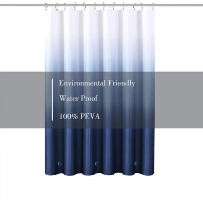 Shower Curtain Liner 72 x 72, Plastic Waterproof 4G Lightweight Shower Liner for Bathroom, with Grommets Holes and 3 Heavy Duty Magnetic Weights - color: Gradient Dark Blue