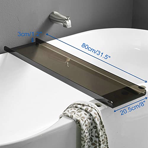 Acrylic Bathtub Tray Caddy, Clear Bath Tub Rack Shelf (Transparent Black) | Luxury Bathroom Organizer Tablet Holder for Soap Perfume Skincare, Bath Accessory, Easy to Clean - color: Transparent Black