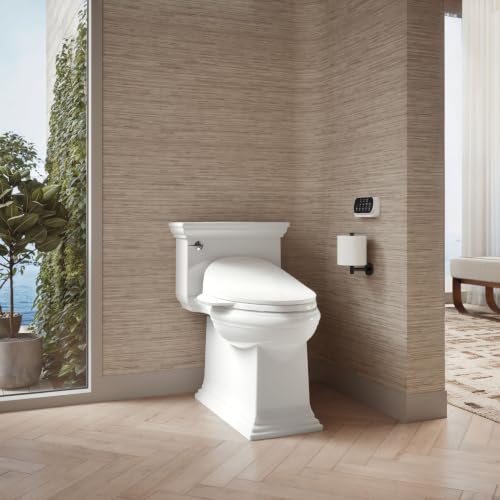 Kohler PureWash E750 Elongated Heated Bidet Toilet Seat, White with Touchscreen Remote Control, Quiet-Close Grip-Tight Lid, Self-Cleaning Wand, Warm Water Bidet, Adjustable Water Pressure, Nightlight - color: White