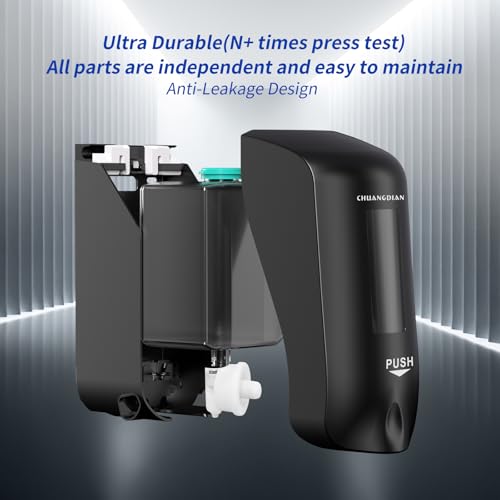 Manual Foaming Soap Dispenser, 1000ml, Space Black | No-Drill, Wall Mounted, Large Viewing Window, Super Easy Refills, Commercial & Home - color: Space Black