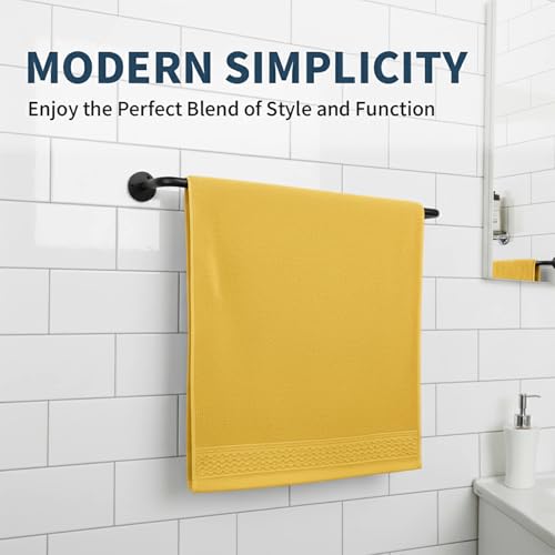 2 Packs Towel Bar 16-Inch Black Stainless Steel, Wall Mounted Bathroom Towel Rack with Mounting Screws, Rustproof - size: 16 inch