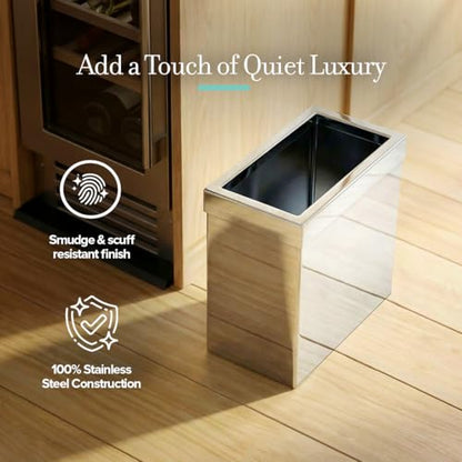 Gatco Small Bathroom Trash Can with Lid, Rectangle 3 Gallon Stainless Steel Wastebasket, Under Sink, Chrome, for Bathroom, Bedroom, Office (1916) - color: Silver