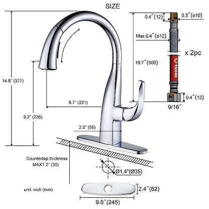 WOWOW Kitchen Faucet with Pull Down Sprayer, Pull Down Faucet with Dual Function Sprayer, Single-Handle Rv Utility Sink Faucets Kitchen, Leak Free Elegant Gooseneck Chrome Bar Sink Cold Water Faucets - color: Chrome Kitchen Faucet, style: Kitchen Faucet