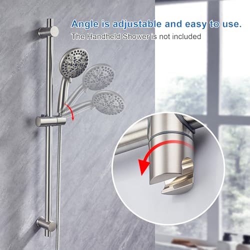 31.5 Inch Shower Slide Bar Wall Mount – Brushed Nickel Shower Sliding Bar with Adjustable Shower Head Holder – Detachable Shower Head Slide Bar for Bathroom