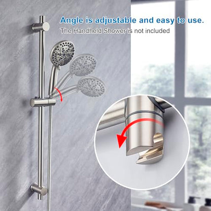 31.5 Inch Shower Slide Bar Wall Mount – Brushed Nickel Shower Sliding Bar with Adjustable Shower Head Holder – Detachable Shower Head Slide Bar for Bathroom