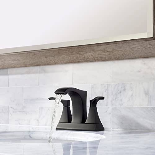 Pfister Venturi Bathroom Sink Faucet, 4-Inch Centerset, 2-Handle, 3-Hole, Matte Black Finish, LF048VNBB - color: Matte Black, size: 4 Inches