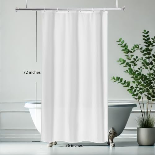 AooHome Fabric Shower Curtain, 36 Width x 72 Height Inch Stall Size Bathroom Curtain for Hotel, Waterproof, White - color: Solid White, size: 36"W x 72"L (Pack of 1)