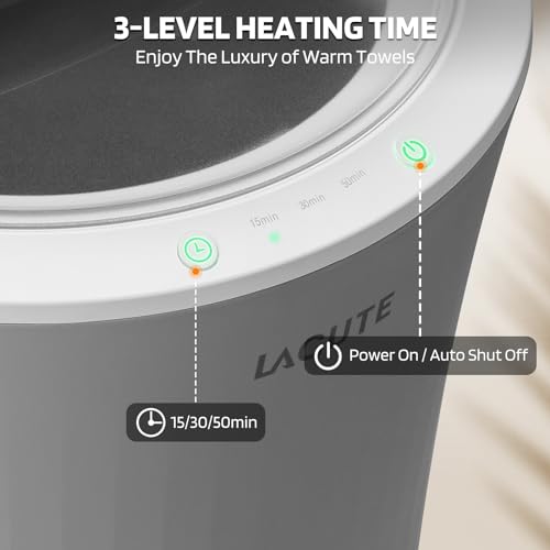 Lagute 20L Towel Warmer for Bathroom, 3-Level Timer, Warning Alarm & RGB Light, Auto Shut-Off, Heated Bucket for Bathrobe, Blanket, 40 '' x 70'' Towels, Gray - color: Gray