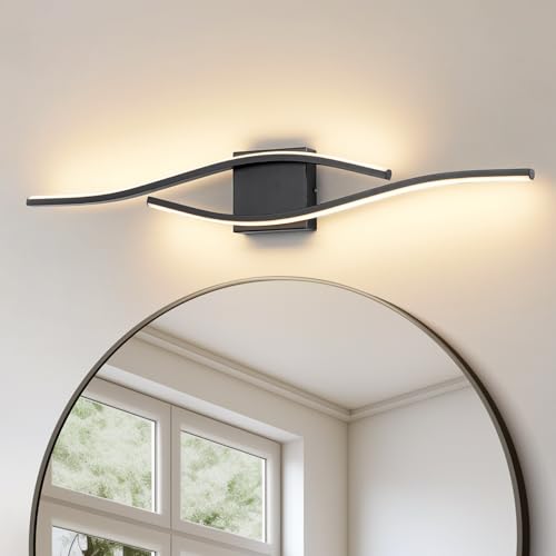 Joossnwell Vanity Light Modern Bathroom Lighting Fixture Over Mirror Black | 31.5 Inch Vanity Light Bar Dimmable 5CCT Vanity Lighting Led Bath Wall Lamp - color: Black, size: 31.5 inch long