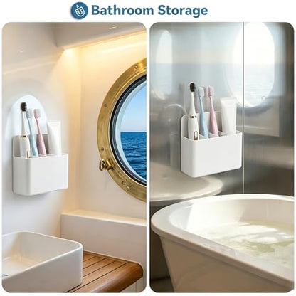 Magnetic Toothbrush Holder for Cruise Essentials | Travel Toothbrush Holder for Bathrooms, Cruise Cabin Essentials Must Have for Alaska & Caribbean Cruises (White) - color: White