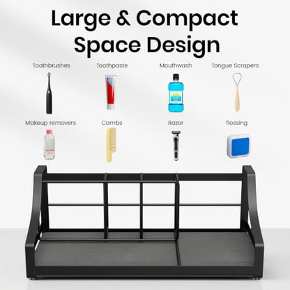 BOTEMY Toothbrush Holder with Instant Drying Stone - Bathroom Counter Organizer, Diatomite Electric Toothbrush Toothpaste Holders, Bathroom Sink Organizers and Storage,Black - size: X-Large