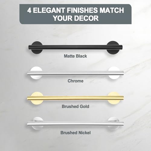 3M Towel Bar, 24 Inch 304 SS Matte Black No Drill Self Adhesive Bathroom Towel Rod Wall Mounted - color: Matte Black, size: 23.6 Inch
