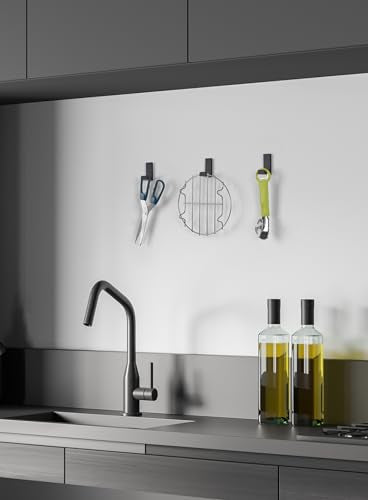 Coat Hooks Wall Mounted Towel Holder Robe Hanger 3 Pack Black | Heavy Duty Sturdy Solid Anodized Aluminum for Bathroom Kitchen Office Farmhouse Mudroom Garage