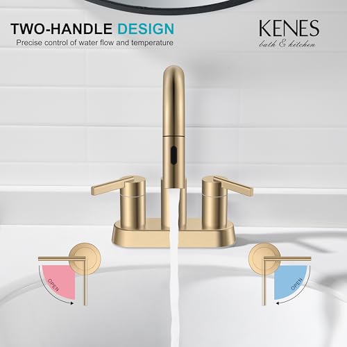 Champagne Bronze Pull Down Centerset Bathroom Faucet 4 Inch 2 Handle | Pull Out Bathroom Faucet with Pop Up Drain & Supply Lines, Lead-Free cUPC & NSF Certified, 3 Hole Faucet for Vanity RV Bar - color: Champagne Bronze