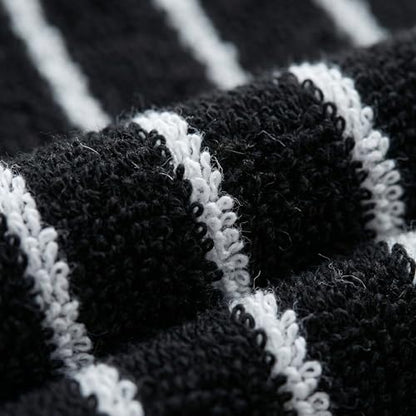 Black and White Hand Towels Bathroom Cotton Striped Towels, 13 x 29 Inches, Lightweight Quick-Dry Absorbent, 6 Piece Set - color: Black