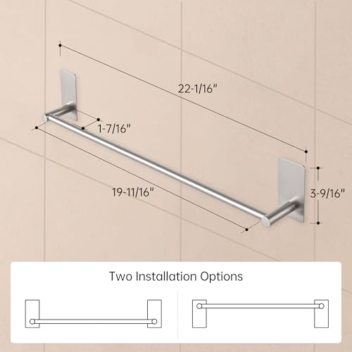 KES Adhesive Towel Bar 20-Inch Bathroom Towel Holder No Drill Stick on Towel Hanger Contemporary Style Wall Mount SUS 304 Stainless Steel Brushed Finish, A7000S50B-2 - color: Grey (Brushed Finish), size: 20-Inch
