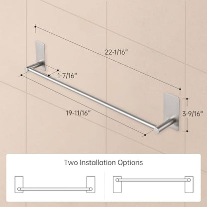 KES Adhesive Towel Bar 20-Inch Bathroom Towel Holder No Drill Stick on Towel Hanger Contemporary Style Wall Mount SUS 304 Stainless Steel Brushed Finish, A7000S50B-2 - color: Grey (Brushed Finish), size: 20-Inch