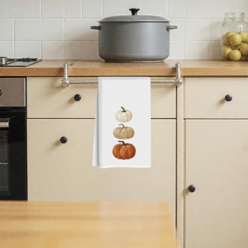 Fall Pumpkin Kitchen Towels Farmhouse Fall Bathroom Decor 1 | Autumn Thanksgiving Pumpkin Decorations, Dish Towels Hand Towel Tea Towel, Waffle Weave Microfiber, Quick Dry, Absorbent