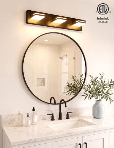 VOLISUN Modern Black Bathroom Vanity Light Fixtures (3-Light, 24-Inch), 5CCT Dimmable Bathroom Lighting Fixtures Over Mirror - color: Matte Black-5CCT, size: 24-Inch