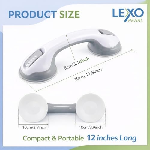 2-Pack Shower Grab Bar 12-Inch Suction Grab Bars for Bathtubs & Showers Heavy-Duty Suction Cup Anti-Slip Support Bathroom Safety Handles for Seniors Elderly & Handicap