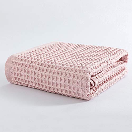 Cotton Material Waffle Bath Towel Soft Absorbent Towel for Bathroom Hotel Household Quick Drying(Pink 34 x 74cm) - size: Pink 34 x 74cm