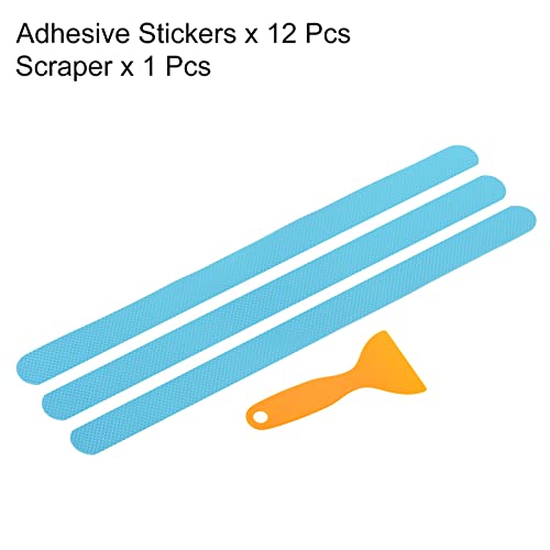 PATIKIL Non Slip Bathtub Stickers 15 x 0.8 Inch, 12 Pack Safety Shower Treads Adhesive Decal Square with Scraper for Stairs Tub Shower, Blue - color: Blue, size: 15 x 0.8"