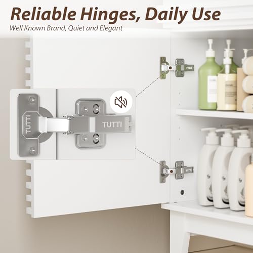 APRILSOUL 24" Bathroom Vanity, Mid-Century Bathroom Vanity Cabinet with 2 Soft Closing Doors, Freestanding Bathroom Cabinet, Particleboard Frame with Wood Grain Laminate, White(Sink Not Included) - color: White, size: 24 Inch