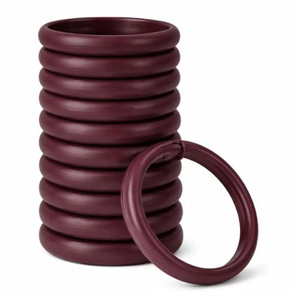 12 Piece Plastic Basic Locking Round Hook Easy Gliding Shower Curtain Rings Fits All Standard Size Shower Rods (Burgundy) - color: Burgundy