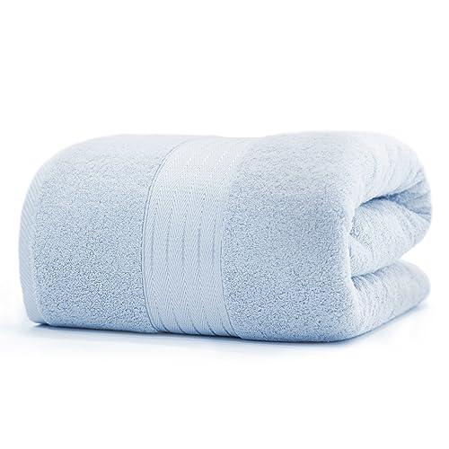 COZYART Luxury Bath Sheet, 35x70, Light Blue 100% Turkish Cotton 650 GSM | OEKO-Tex 100 Certified Zero Twist Ring Spun, Soft Absorbent Quick Dry, Plush Fluffy, Breathable Hotel Quality for Daily Use - color: Allure Blue, size: Bath Sheet 35x70