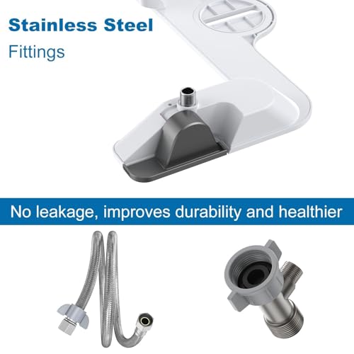 Ultra Slim Bidet Attachment for Toilet Seat, Dual Nozzle Rear and Feminine Wash, Self Cleaning Sprayer, Non Electric Bidet with Adjustable Water Pressure, Brass Inlet, Easy Installation - color: Apple Gray-11