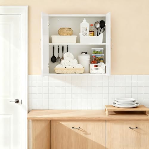 Over Toilet Wall Mount Bathroom Cabinet, Wall Size, White | Wall-Mounted Over-Toilet Cabinet With Adjustable Shelf, Multi-Use Bathroom & Laundry Storage, HUS-BZR200 - color: White2